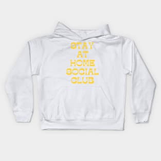 Stay At Home Social Club. Funny Sarcastic Introvert Quote in Yellow Kids Hoodie